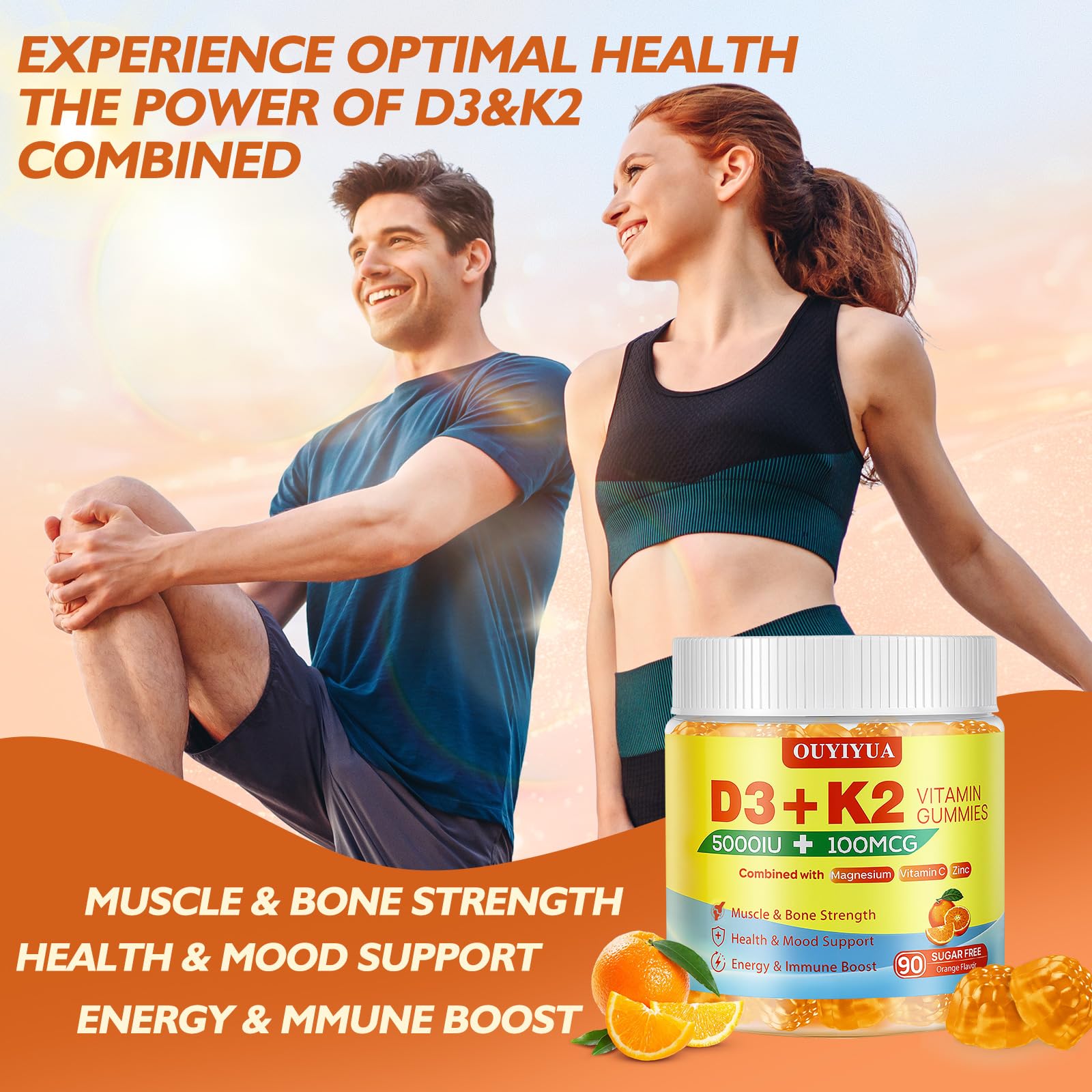 OUYIYUA Vitamin D3 K2 Gummies 5000 IU ingredients list