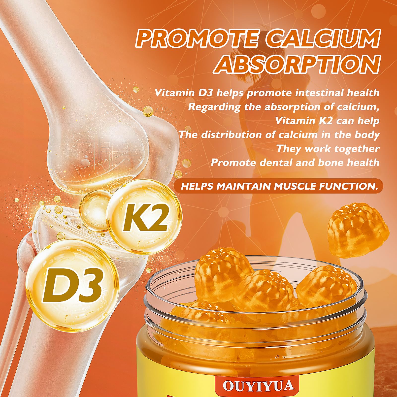 OUYIYUA Vitamin D3 K2 Gummies 5000 IU nutritional information