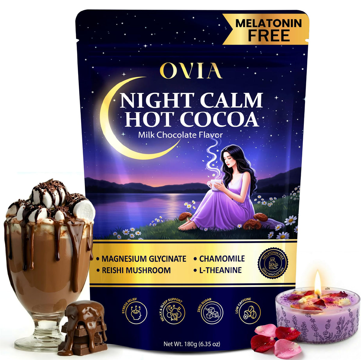 OVIA Nighttime Hot Cocoa Mix packaging front view
