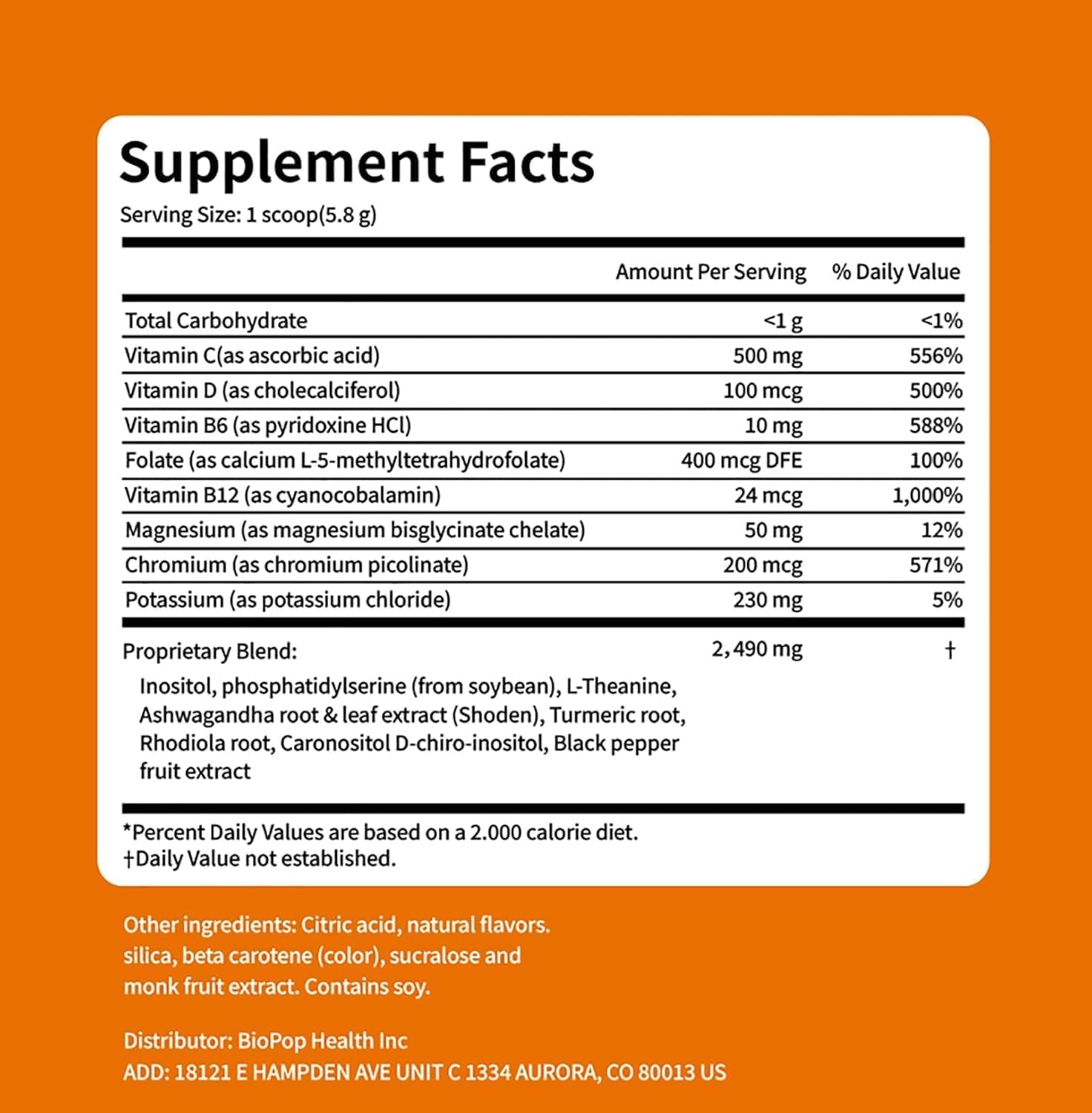 oviaapo Cortisol Drink Powder 200g packaging details