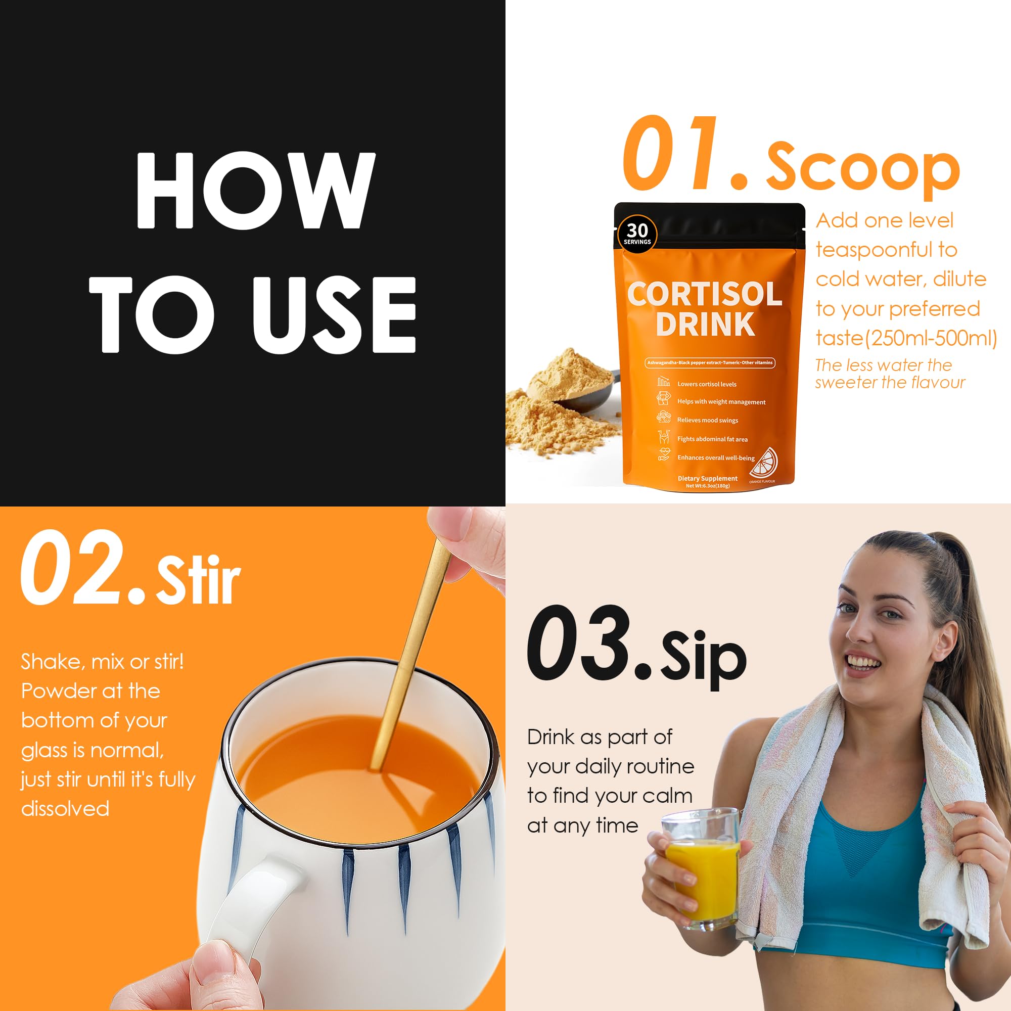 oviaapo Cortisol Drink Powder lifestyle scene with beverage