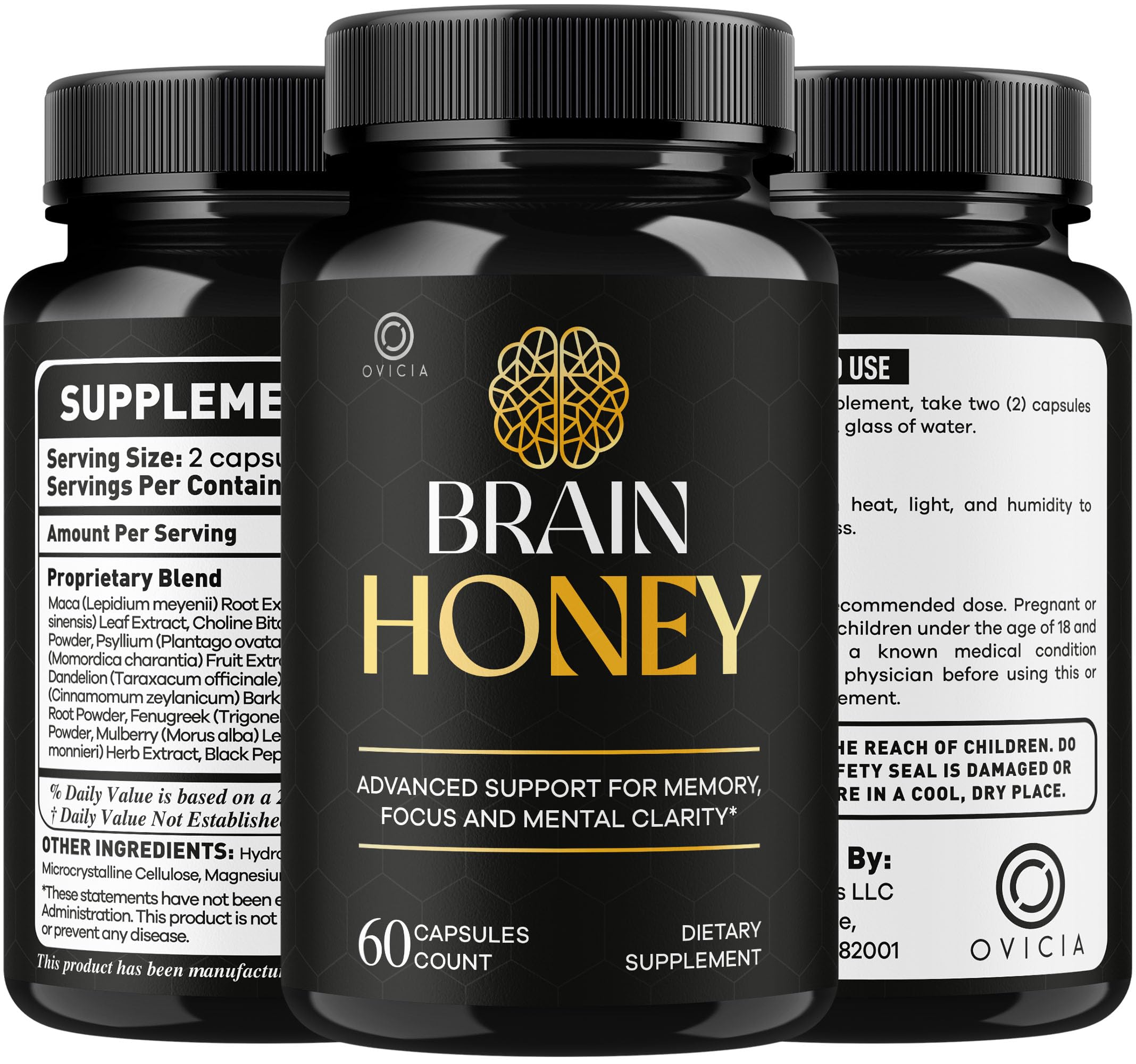 OVICIA Brain Honey Capsules packaging dimensions