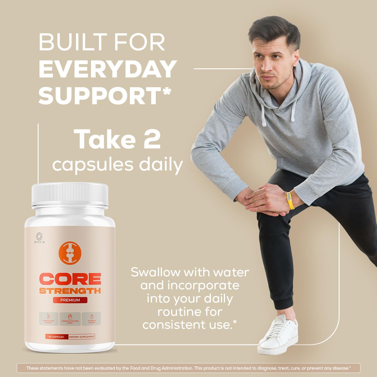 OVICIA Core Strength Capsules in a hand