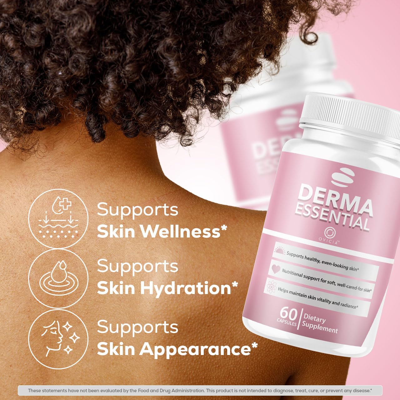 OVICIA Derma Essential Capsules back view with ingredient label