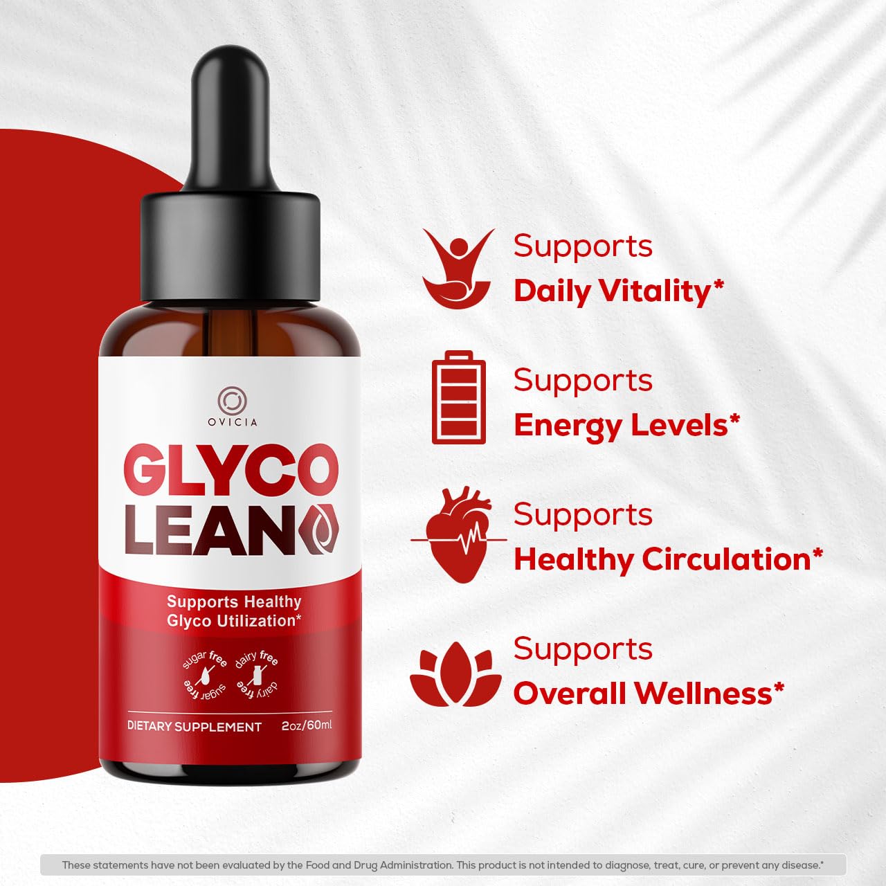 OVICIA Glyco Lean Drops 170g back view with ingredients