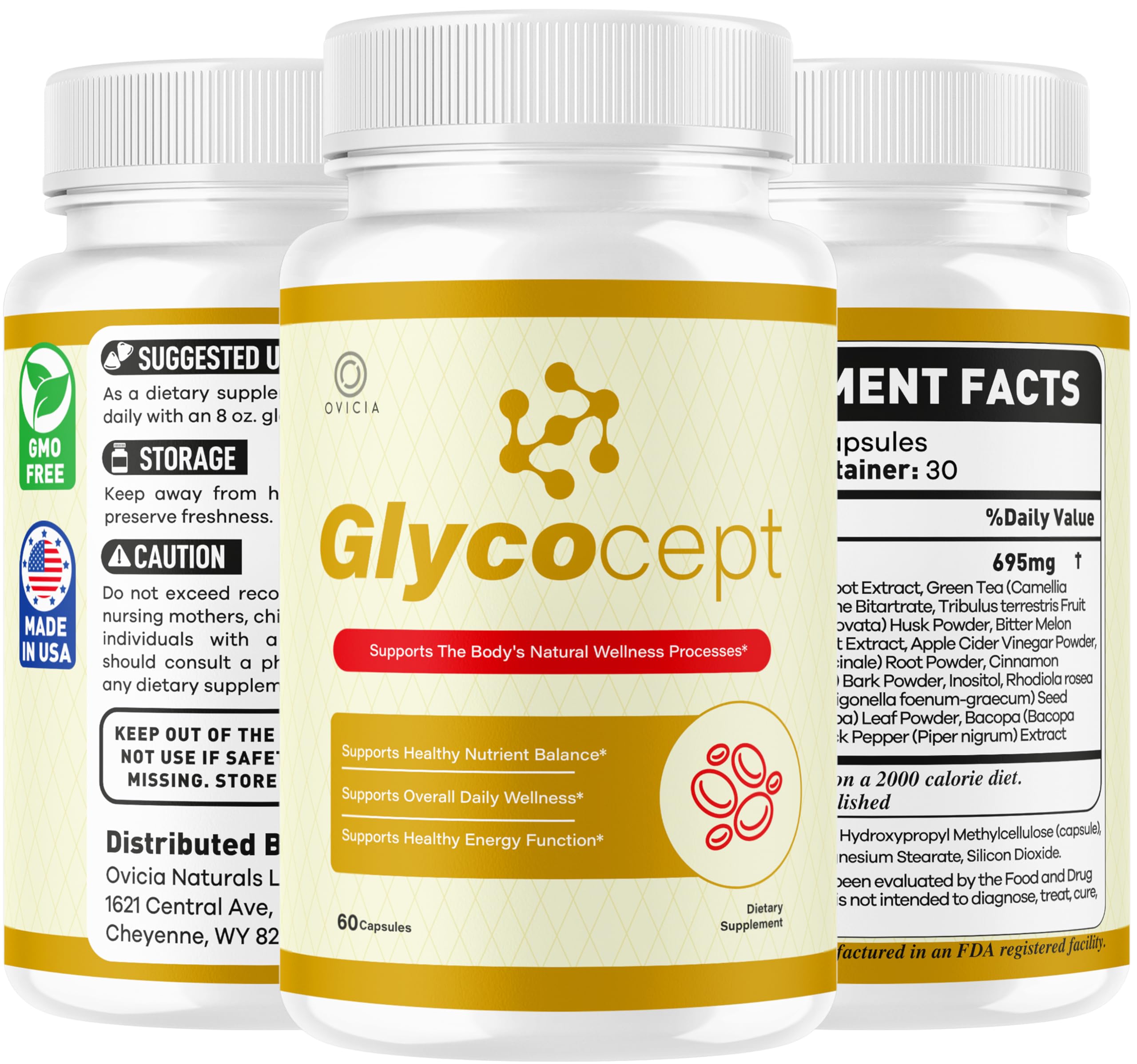 OVICIA Glycocept bottle with a daily planner