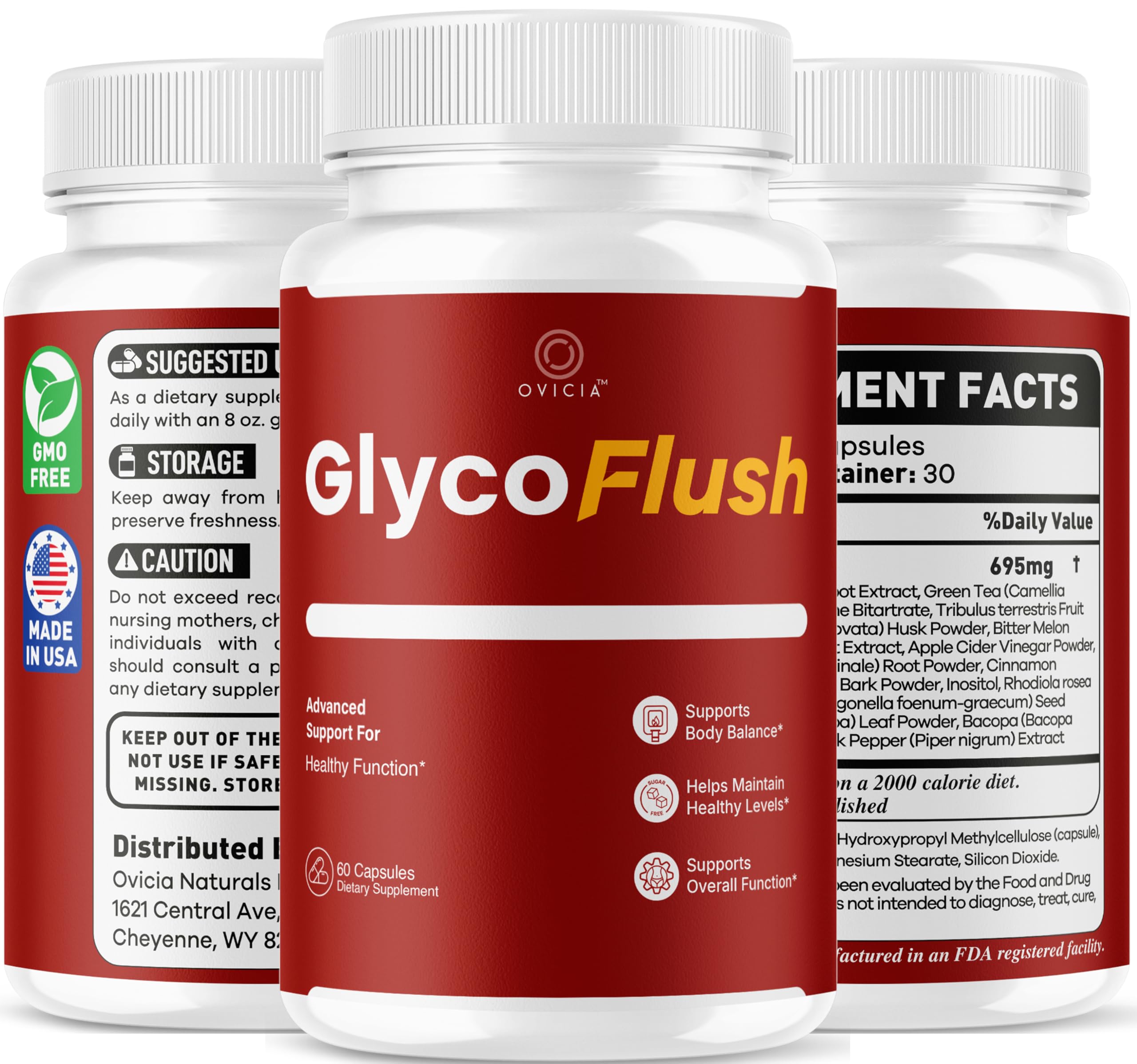 OVICIA GlycoFlush Advanced Capsules packaging details