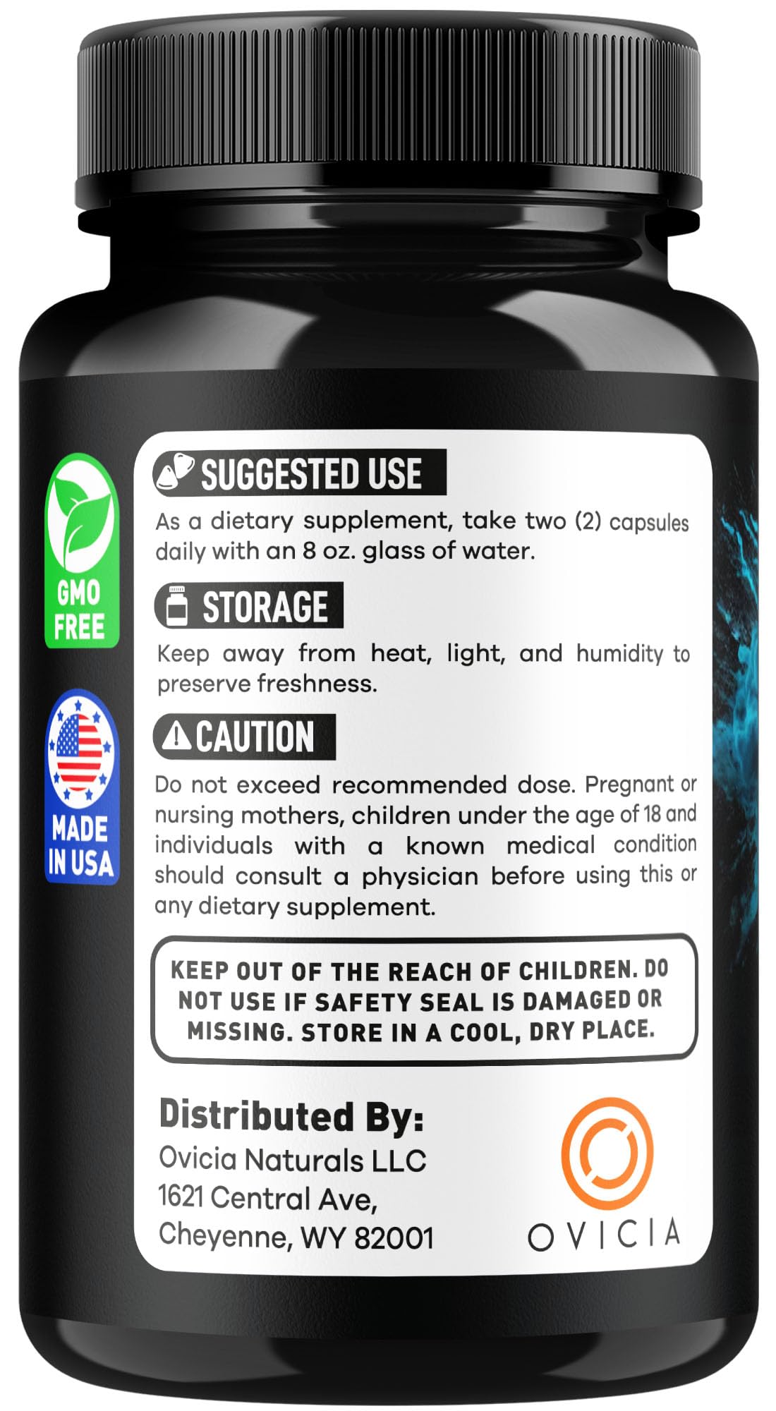 OVICIA IQ Blast Plus Capsules back view with ingredients