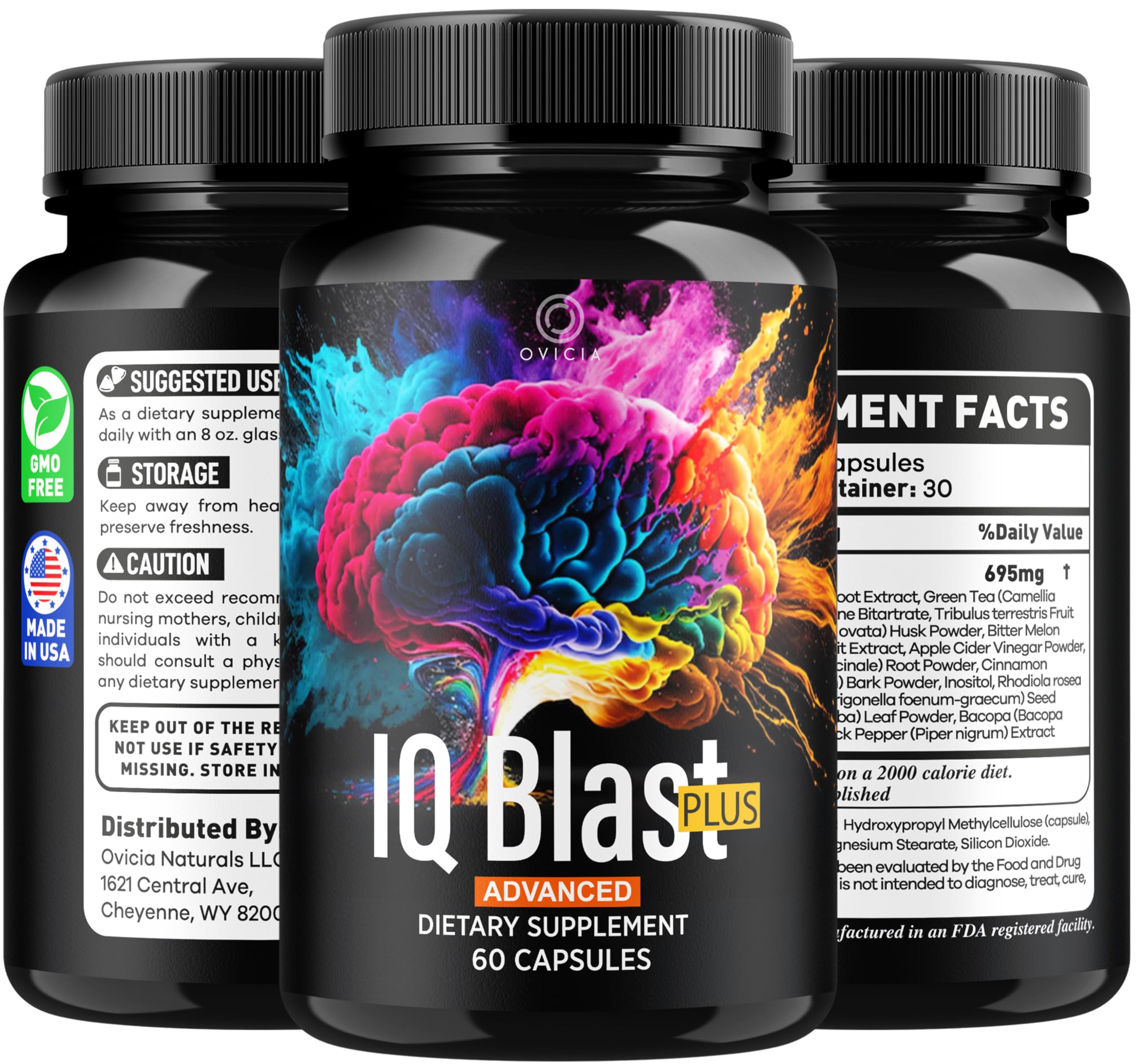 OVICIA IQ Blast Plus Capsules on a wooden table