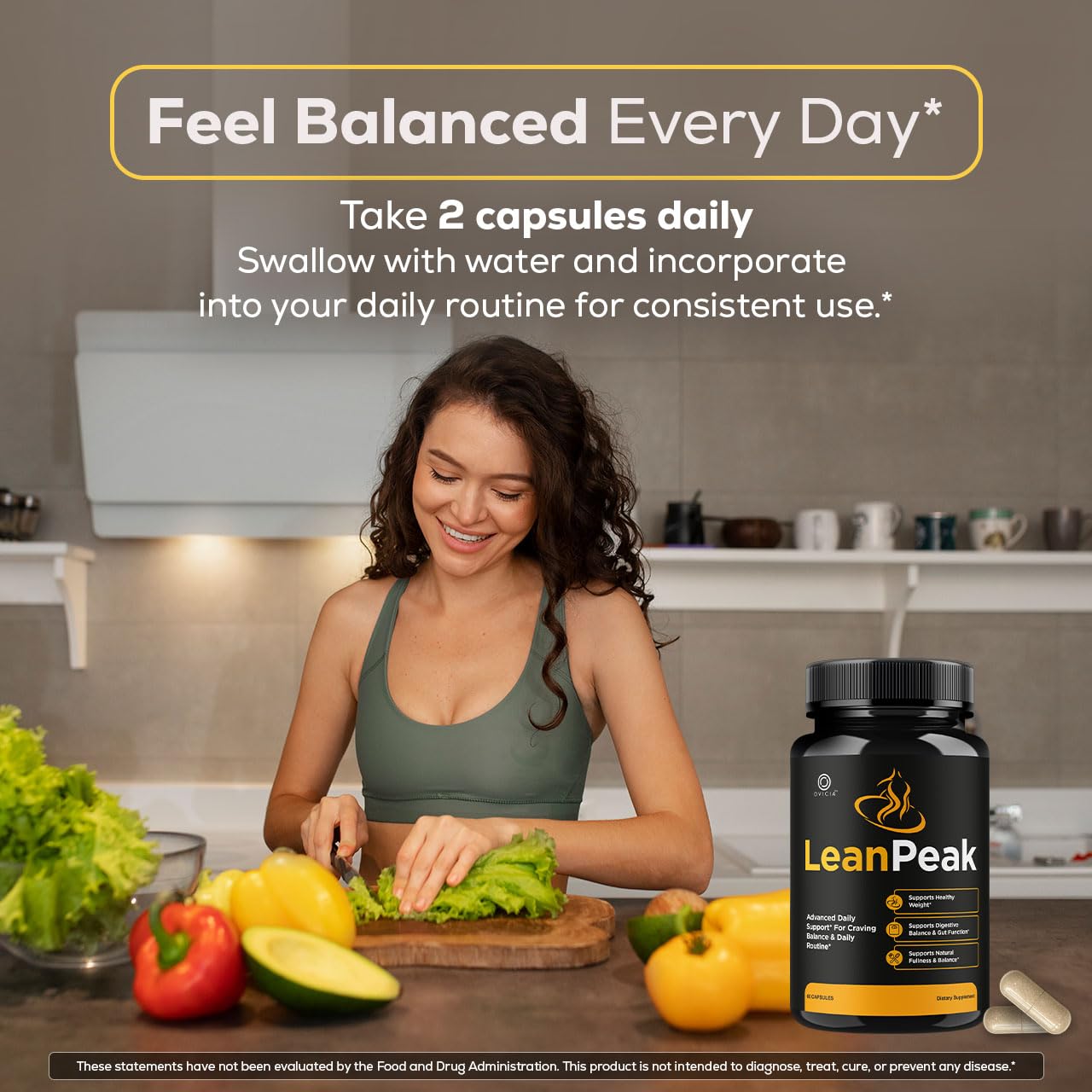 OVICIA Lean Peak Capsules label close-up showing ingredients