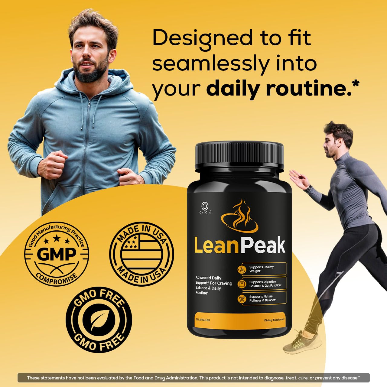OVICIA Lean Peak Capsules on a wooden table