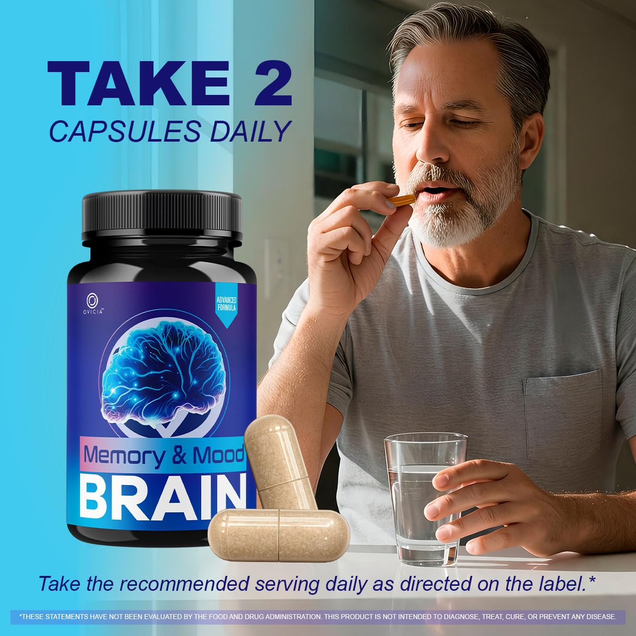 OVICIA Memory & Mood Brain Capsules with ingredients label
