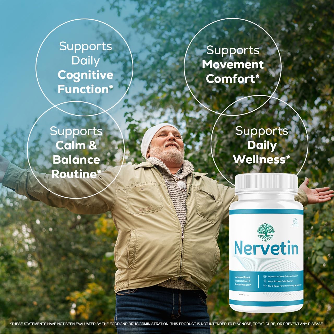 OVICIA Nervetin Capsules opened bottle showing capsules