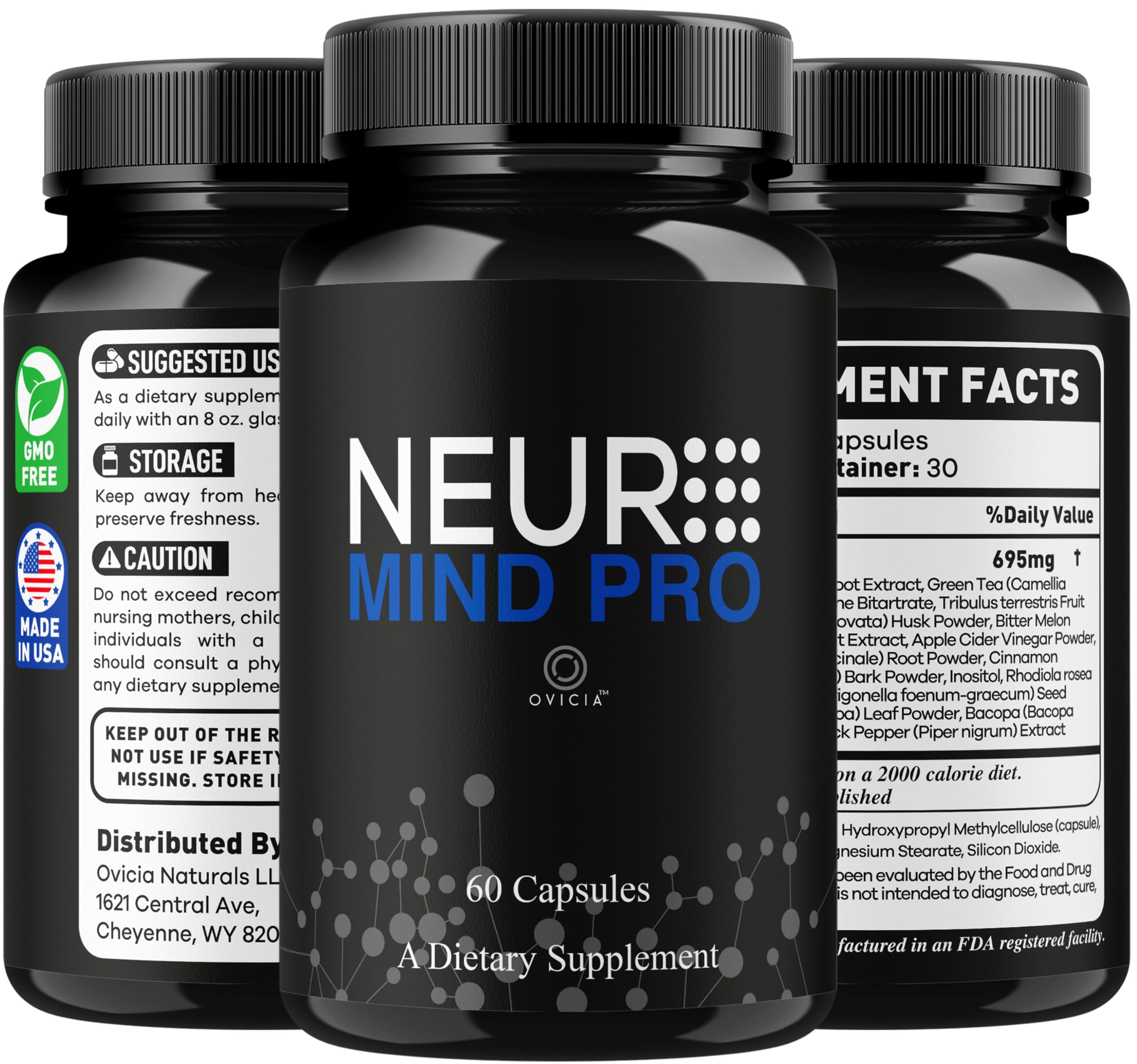 OVICIA Neuro MindPro Capsules with a glass of water