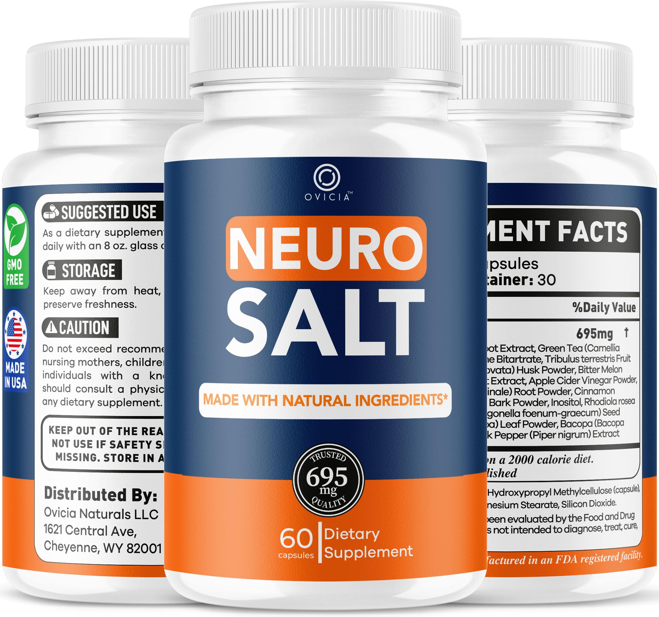 OVICIA Neuro Salt Capsules on a wooden table