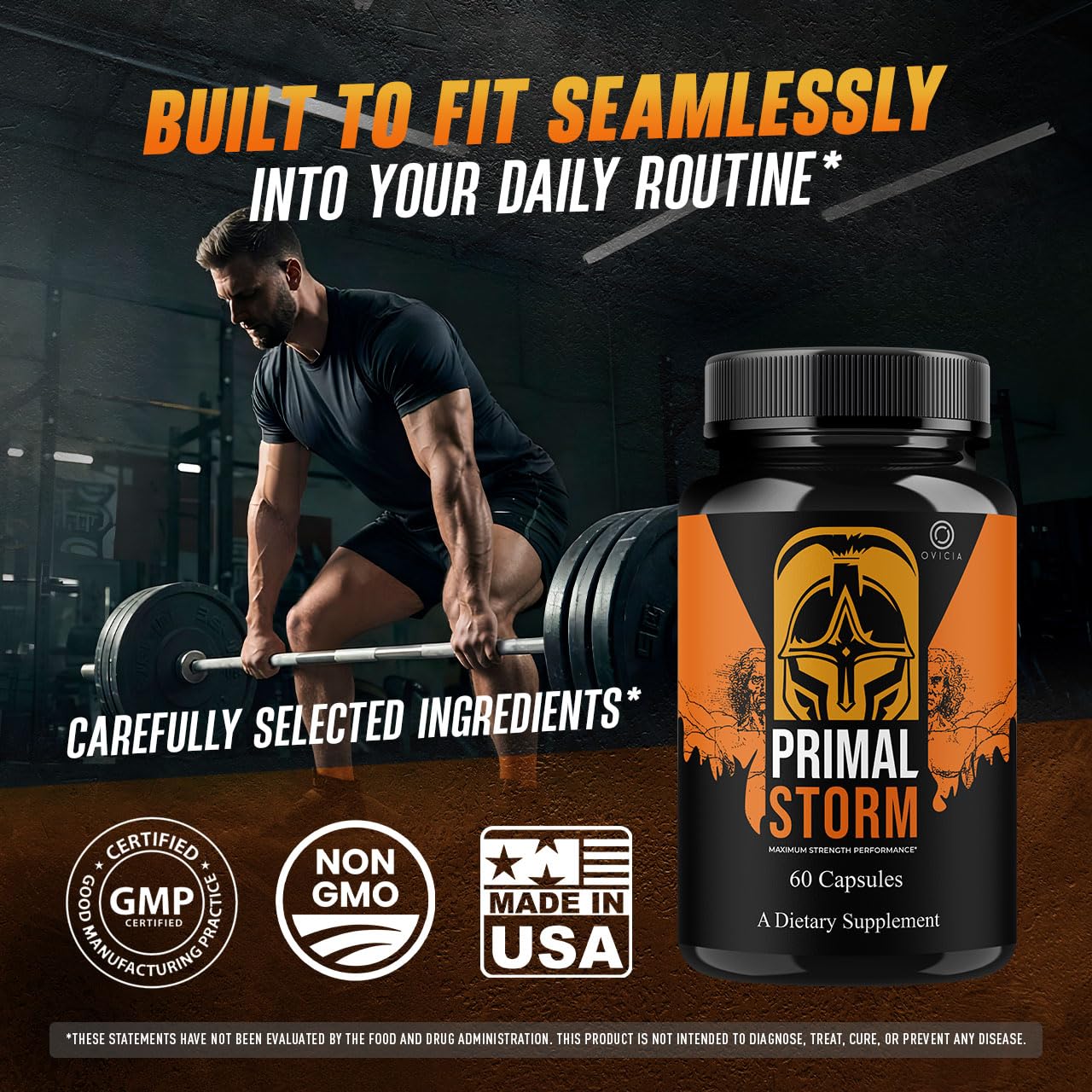 OVICIA Primal Storm Capsules 150g lifestyle scene with active person