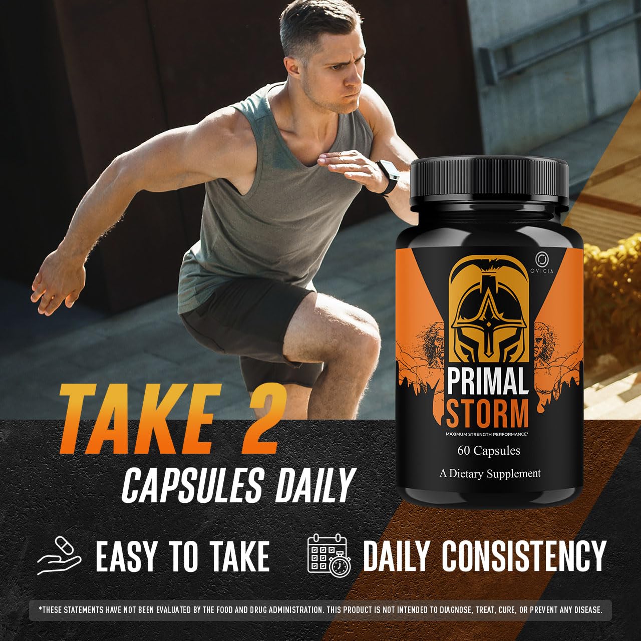 OVICIA Primal Storm Capsules 150g opened bottle with capsules visible