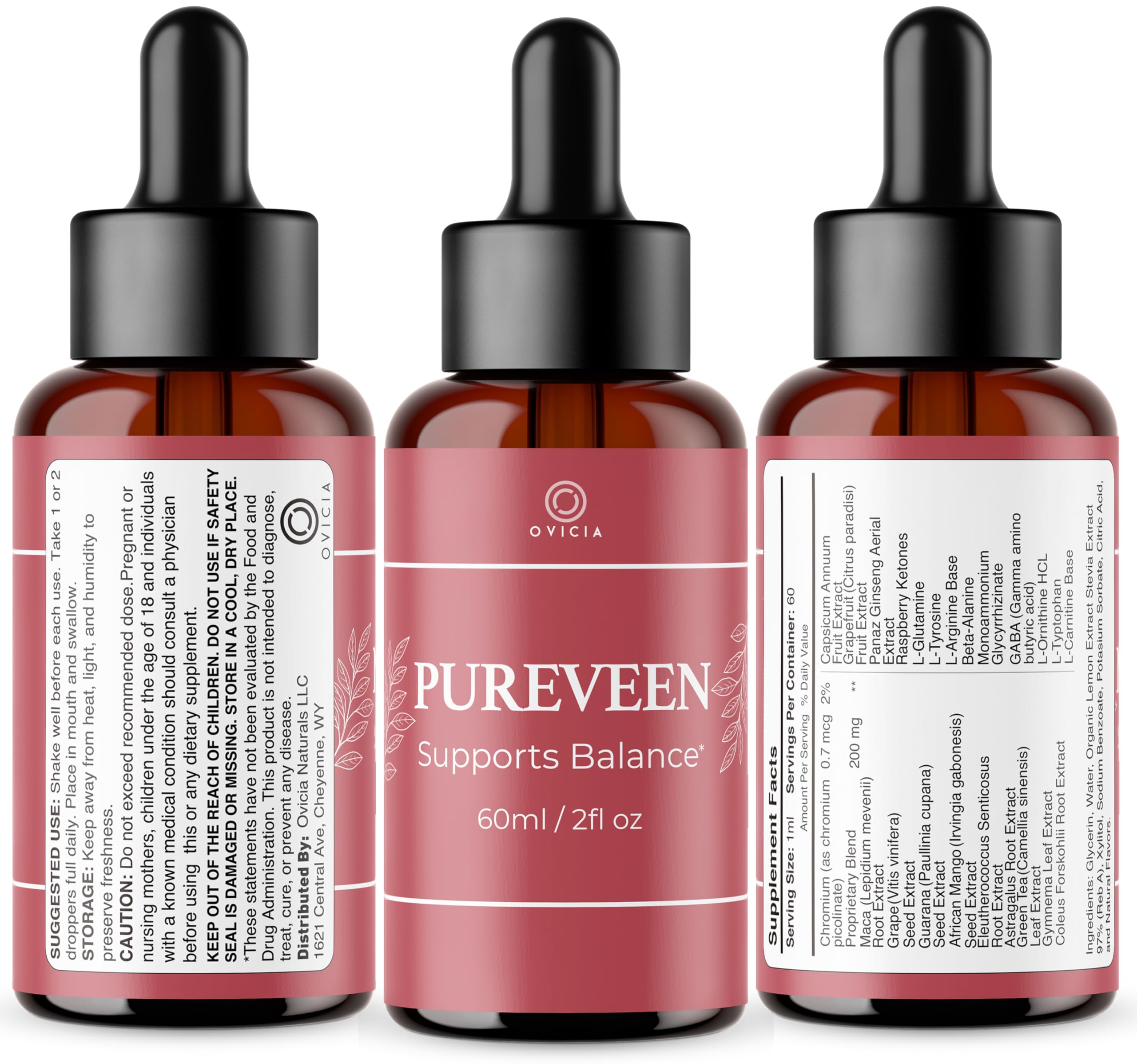 OVICIA Pureveen Liquid Drops 510g ingredients label
