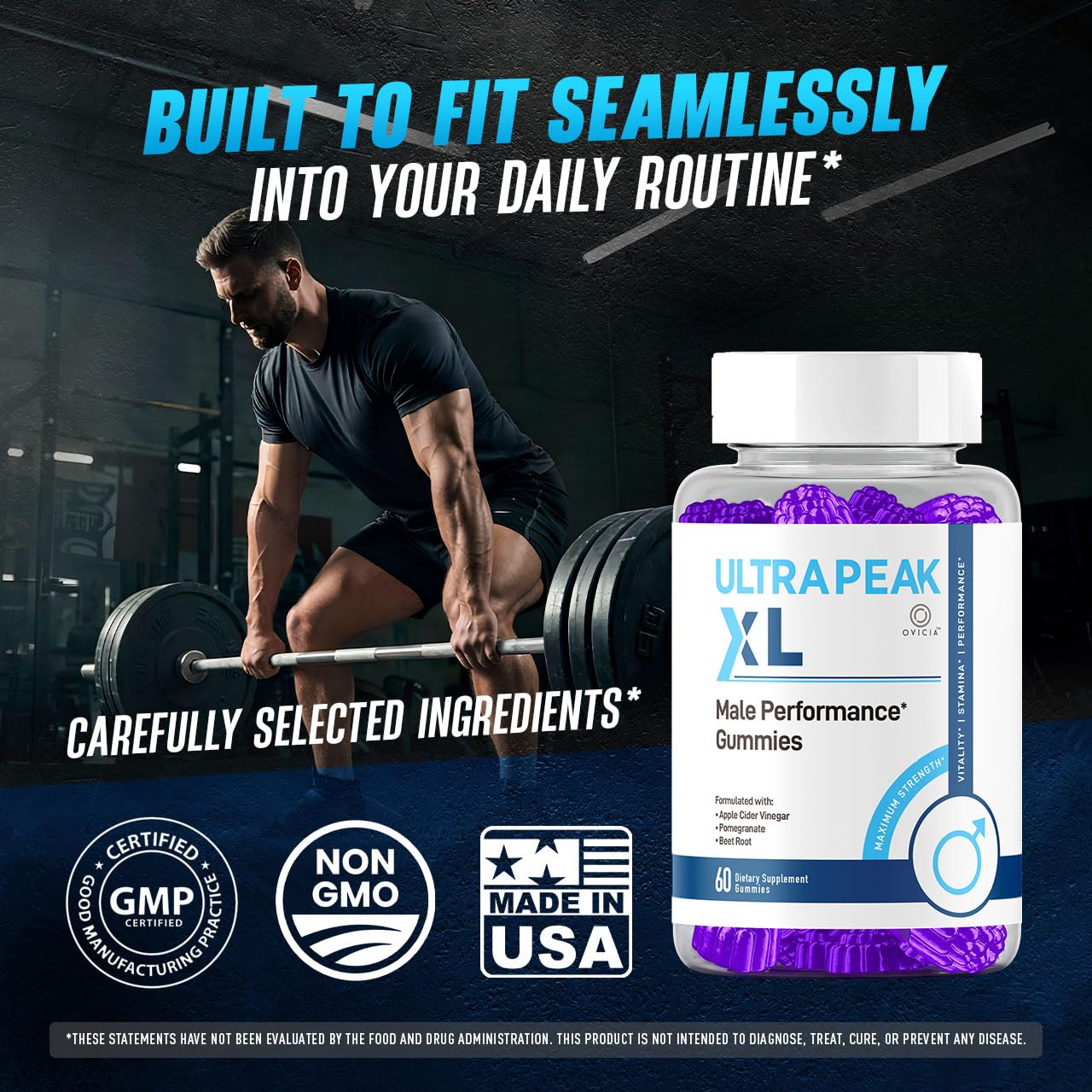 OVICIA Ultra Peak XL Advanced Gummies nutritional label