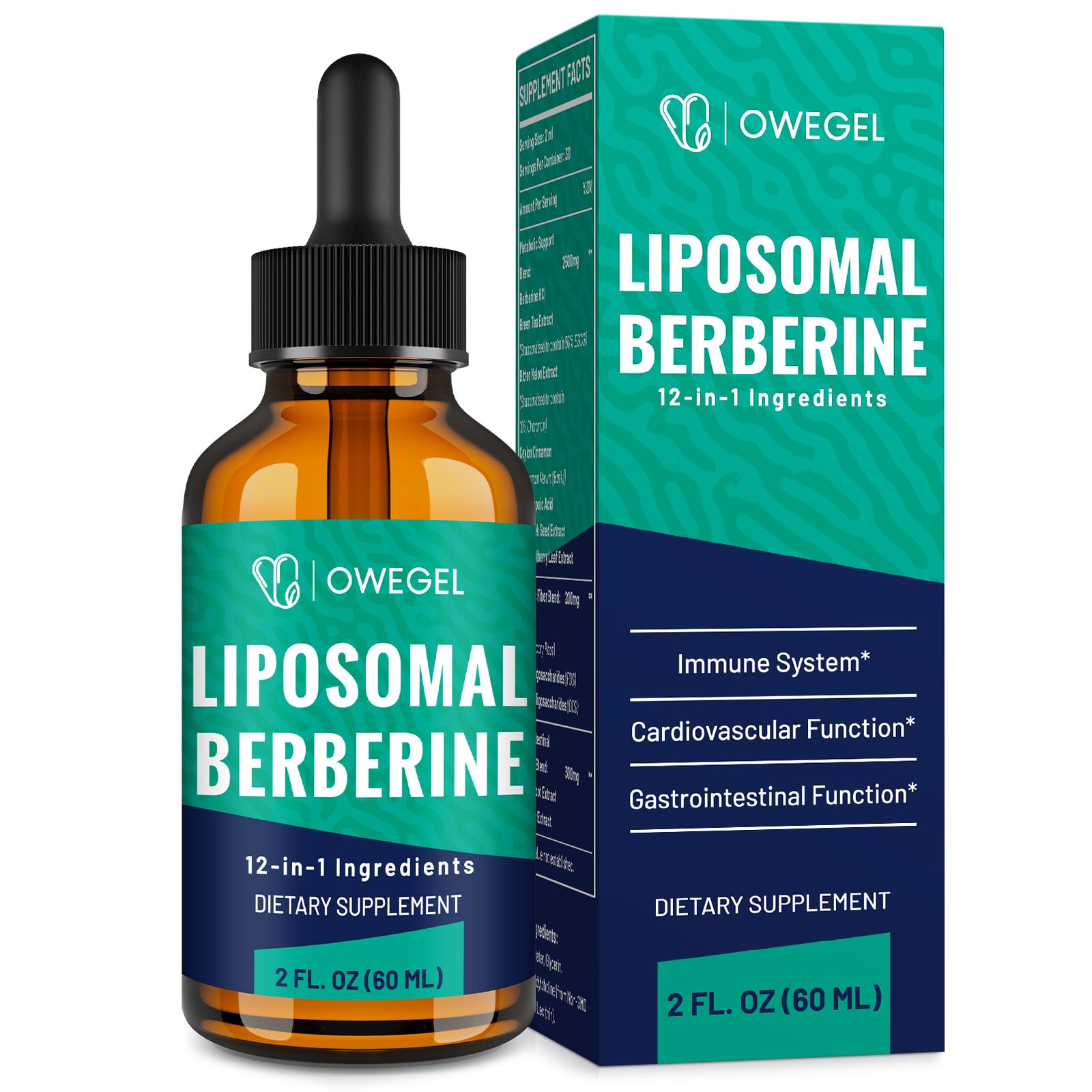 owegel Liposomal Berberine Drops 3000mg front view