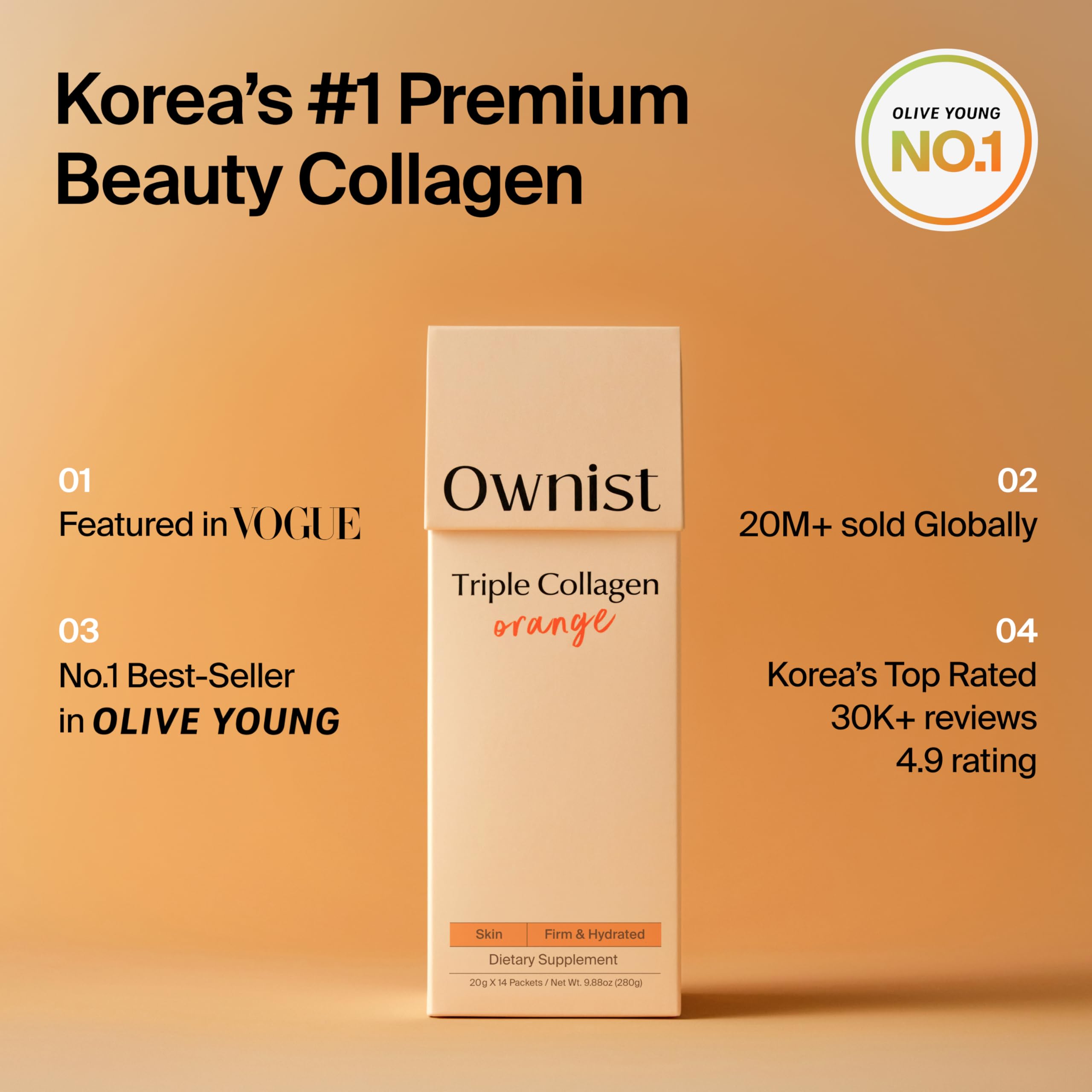 Ownist Liquid Collagen Supplement 20g bottle close-up