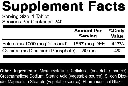 Oxify Folic Acid 1000 mcg bottle side view