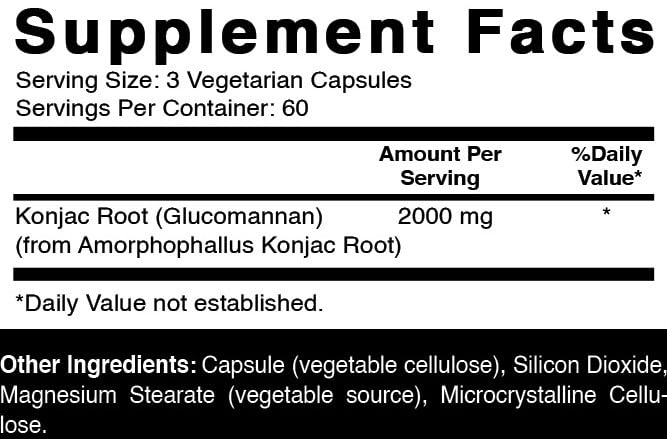 Oxify Konjac Root Glucomannan 180 vegetarian capsules packaging