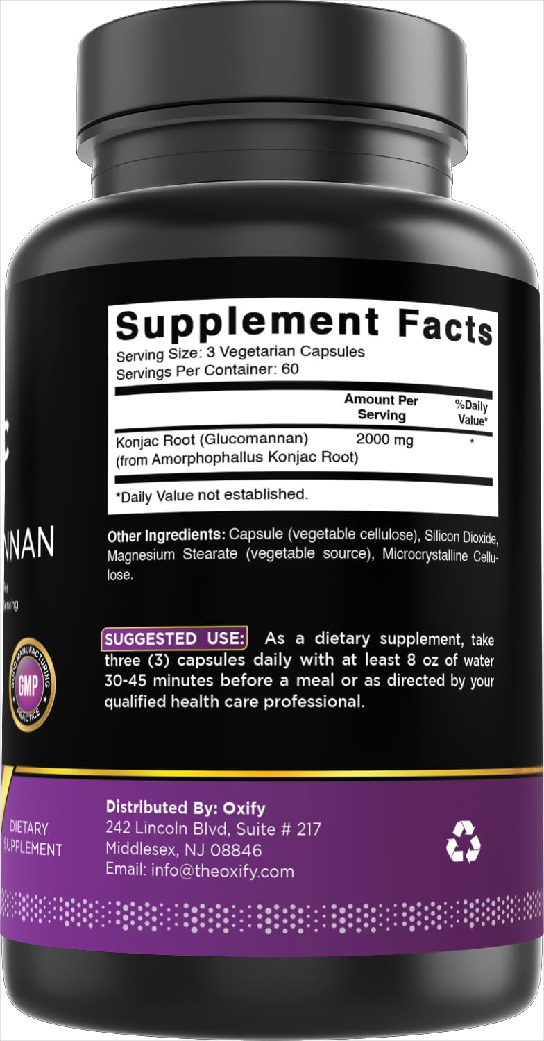 Oxify Konjac Root Glucomannan dietary fibre supplement with measuring spoon
