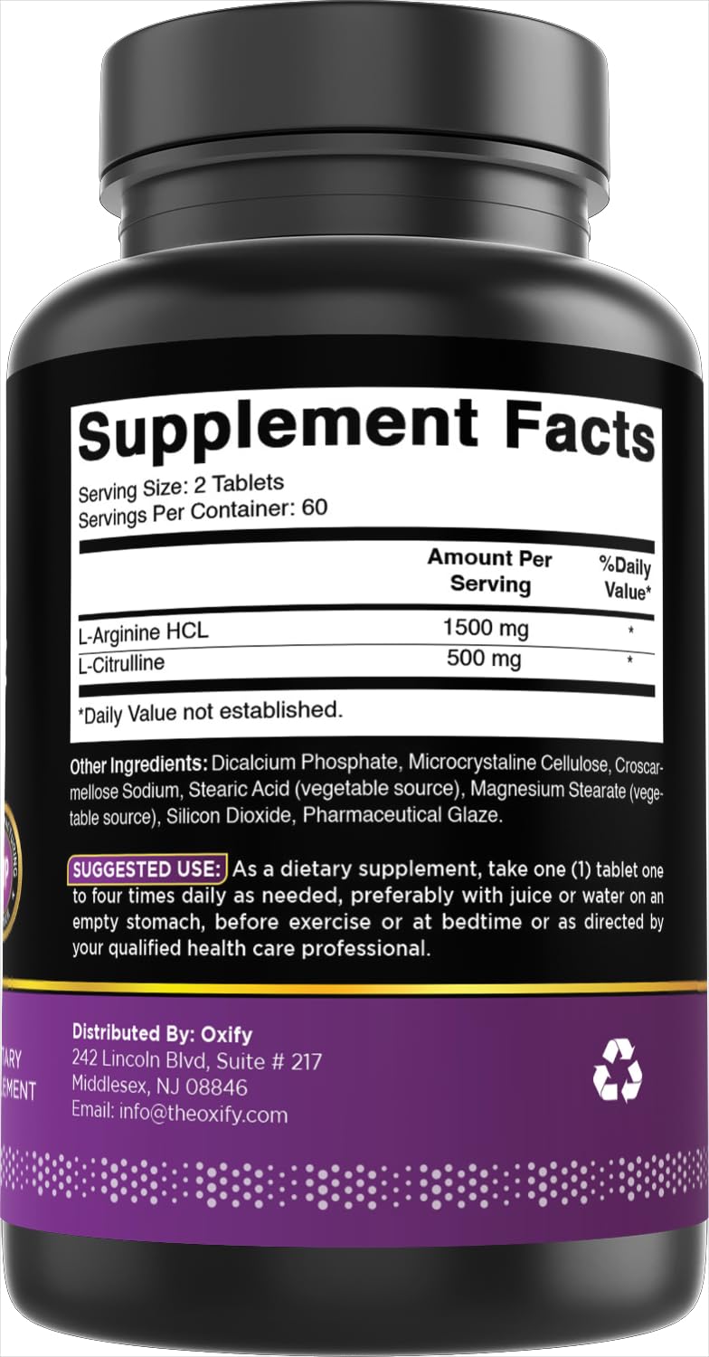 Oxify L-Arginine L-Citrulline Complex bottle with a measuring spoon