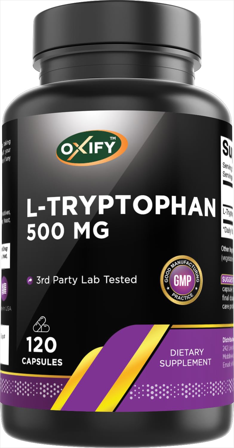 Oxify L-Tryptophan 500 mg 120 capsules bottle front view