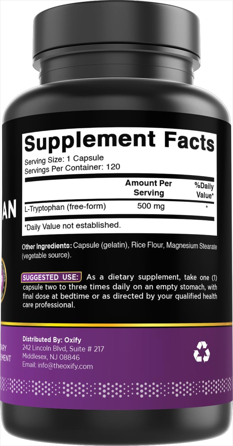 Oxify L-Tryptophan 500 mg 120 capsules with measuring cup