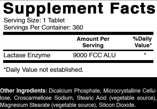 Oxify Lactase Enzyme Tablets bottle side view