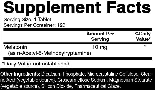 Oxify Melatonin 10 mg 120 Tablets side view