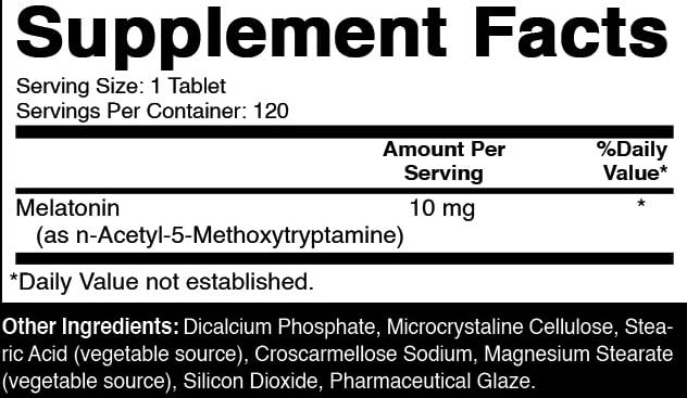 Oxify Melatonin 10 mg 120 Tablets side view