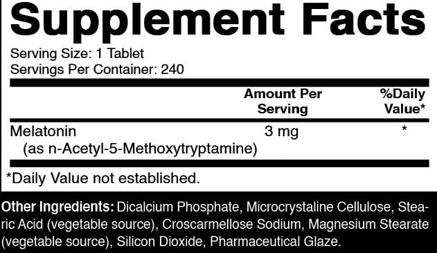 Oxify Melatonin 3 mg 240 tablets side view