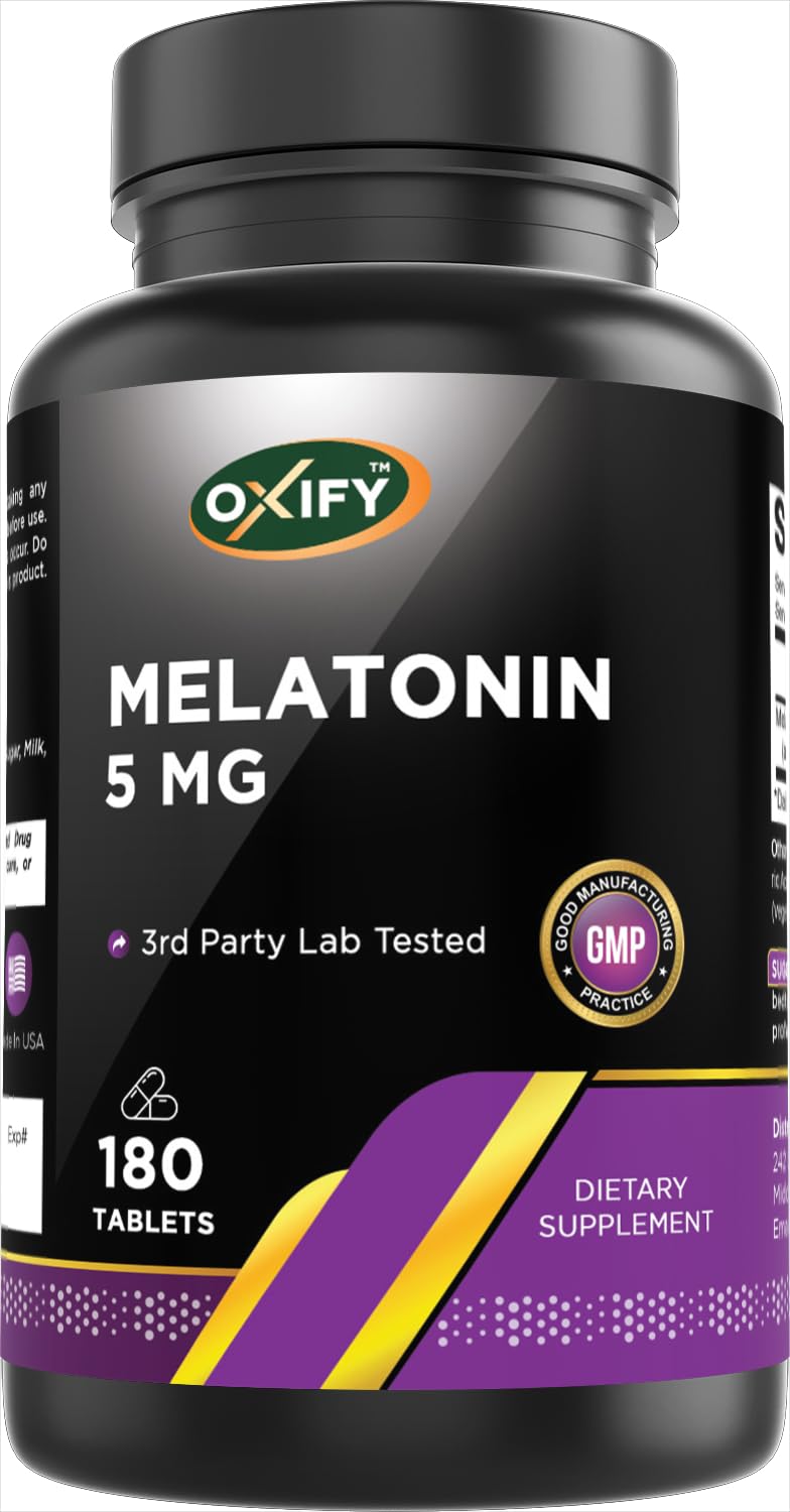 Oxify Melatonin 5 mg 180 tablets front view