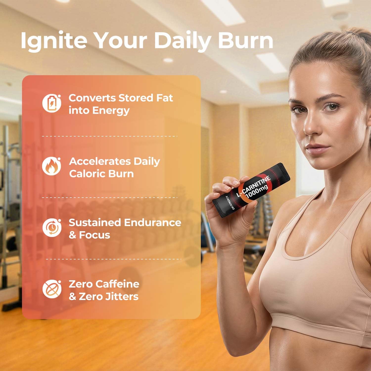 OxyEnergy L-Carnitine sachet opened with liquid visible
