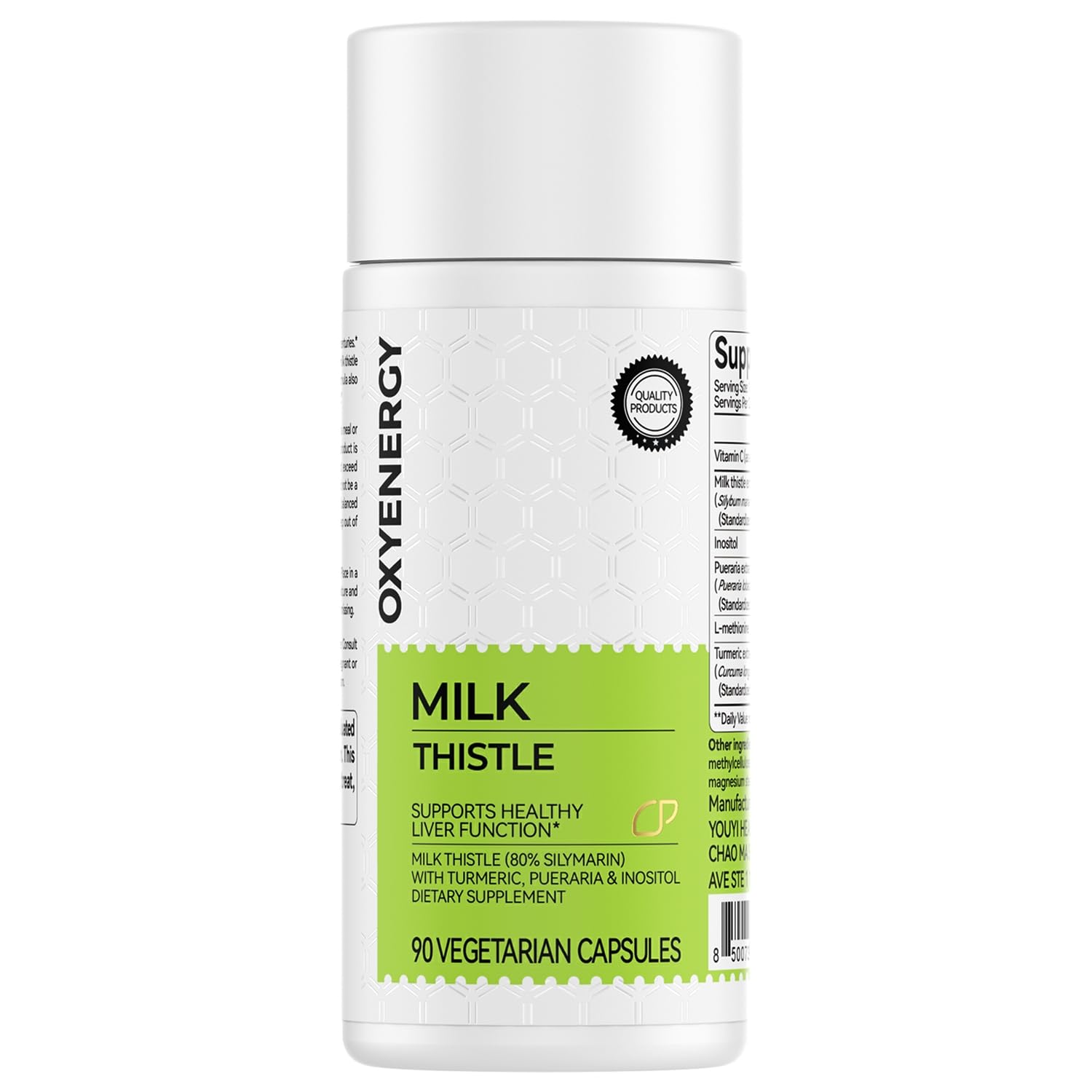 OxyEnergy Milk Thistle Supplement front view with packaging