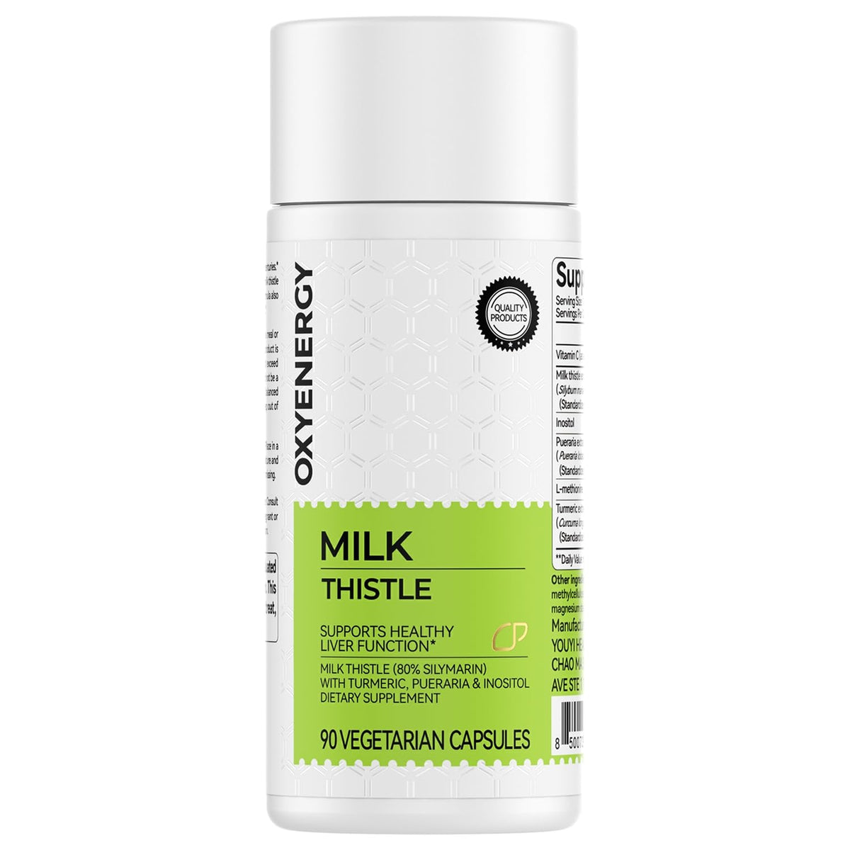 OxyEnergy Milk Thistle Supplement front view with packaging