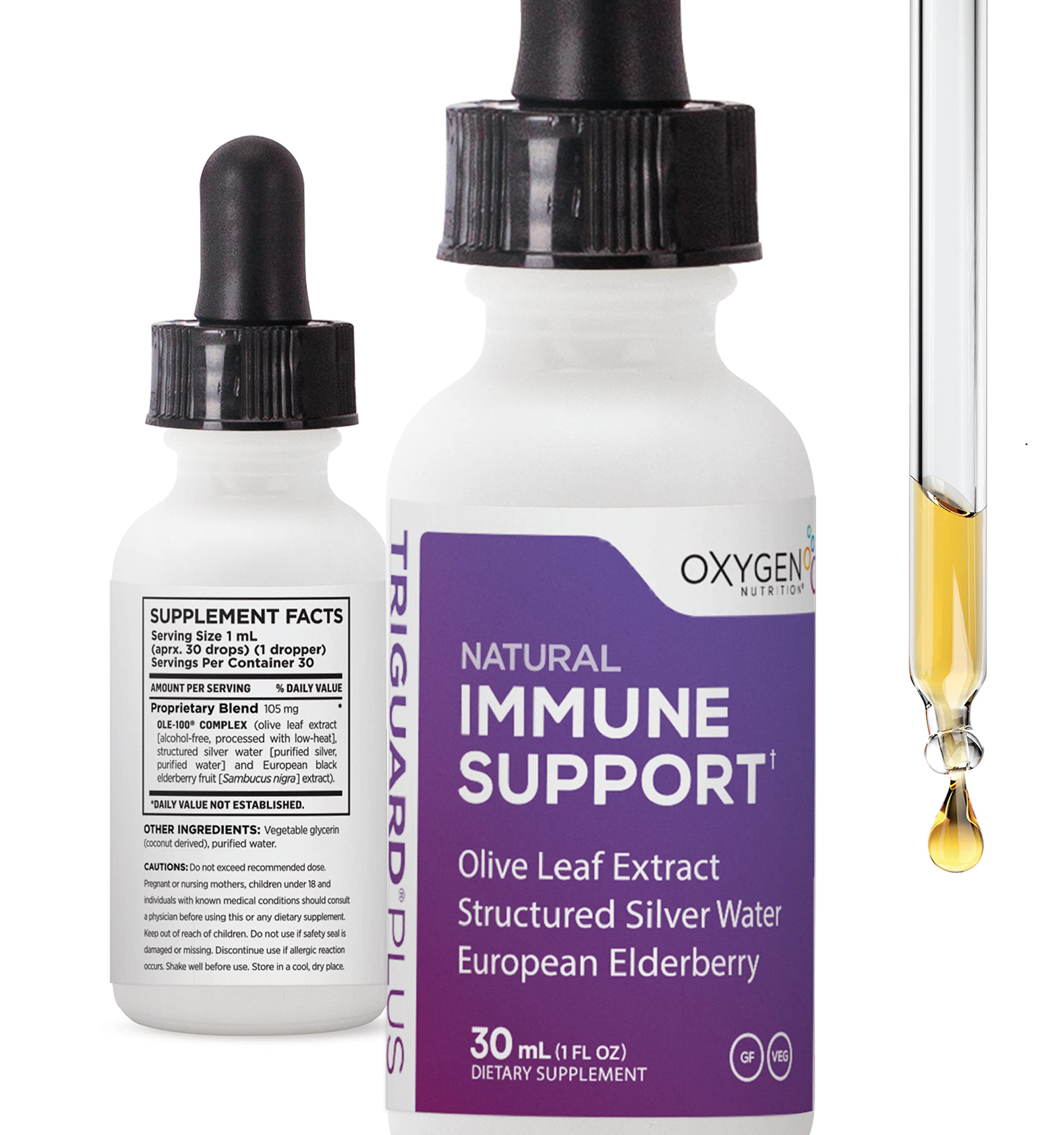 Oxygen Nutrition Elderberry Supplement front view with OLE-100 Complex