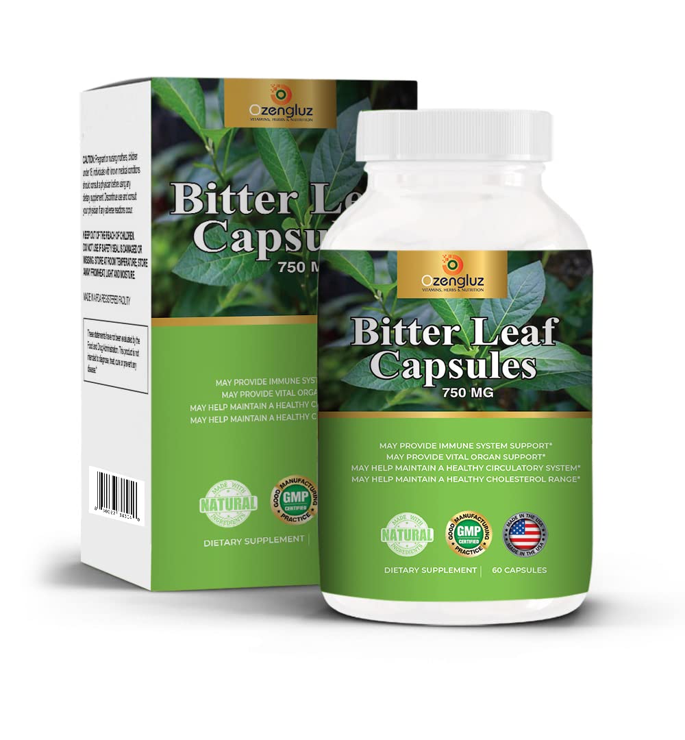 Ozengluz Bitter Leaf Capsules 60 count front view