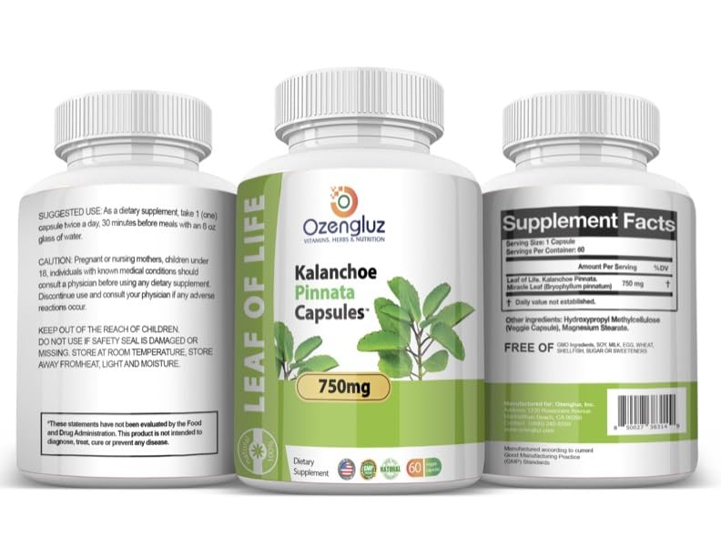 Ozengluz Miracle Leaf natural supplement capsule close-up