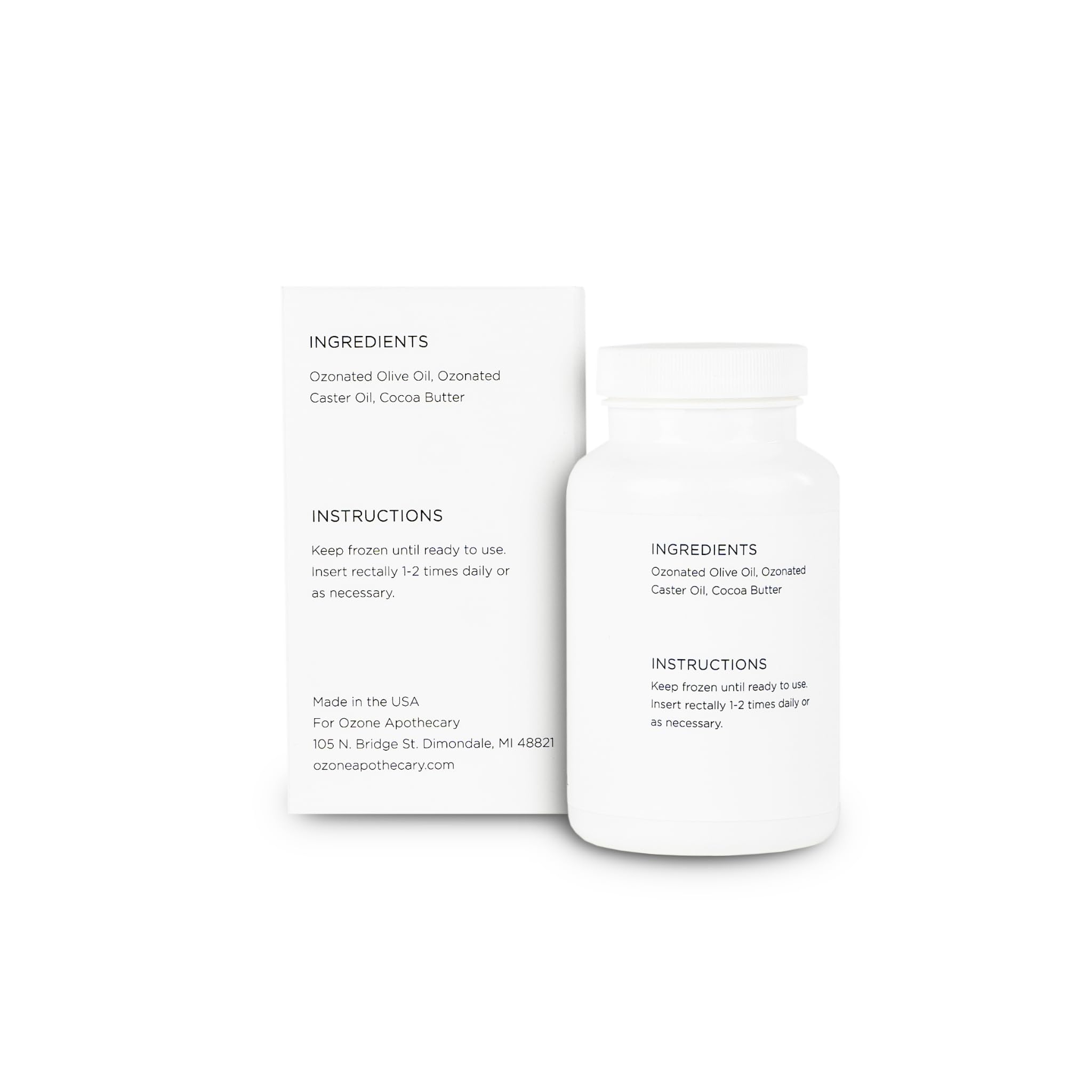 Ozone Apothecary Ozonated Olive Oil Suppositories side view