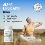 P Puregen Labs Alpha Lipoic Acid 600mg supplement with a glass of water