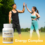 P Puregen Labs B-Complex with Vitamin C tablet on a wooden surface