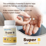 P Puregen Labs B-Complex with Vitamin C tablet side view