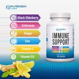 P Puregen Labs Elderberry Supplement bottle with cap open