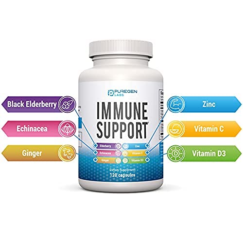 P Puregen Labs Elderberry Supplement showing capsule size comparison