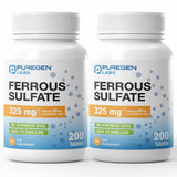 P Puregen Labs Ferrous Sulfate 325mg Iron Supplement front view