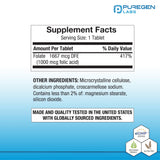 P Puregen Labs Folic Acid 1000 mcg bottle side view
